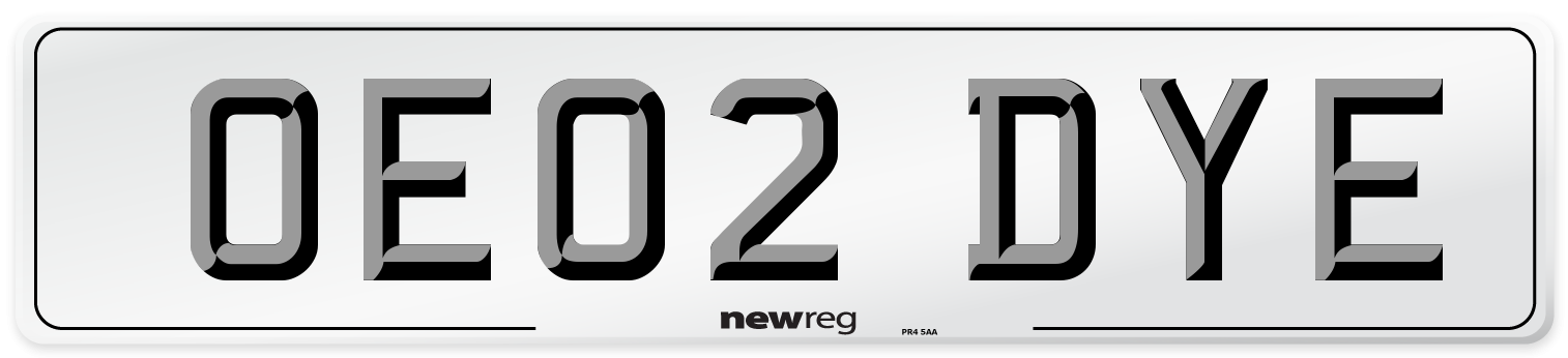 OE02 DYE Number Plate from New Reg